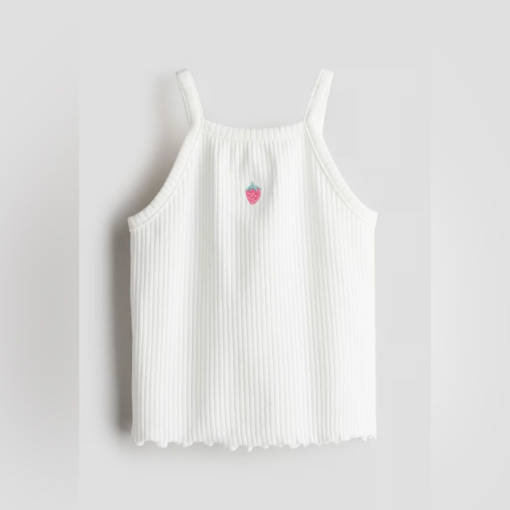 H&M Kids | Ribbed Embroidered Strawberry Tank Top
